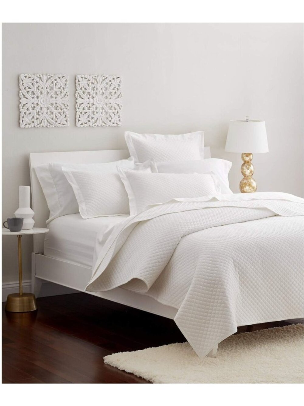 Charter Club Damask Solid Cotton Quilted 3 Piece King Coverlet Set White - New